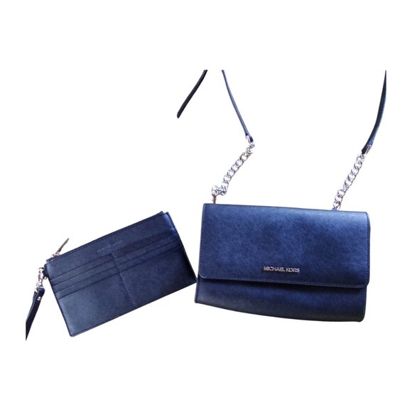 Michael Kors Black Leather Crossbody Cardholder Wristlet 3-1 $348 - Picture 2 of 6